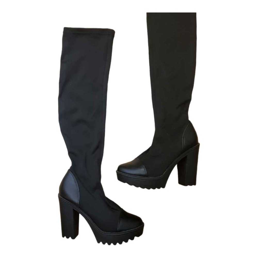 Breckelle's New Women's Black Platform‎ Soft Calf Boots Size 5.5